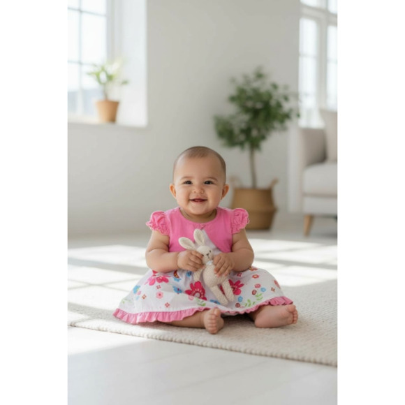 New Baby Girl Dress Set with matching headband underwear size 6 to 9 months - Picture 2 of 3